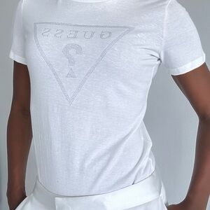 White GUESS Logo T-Shirt